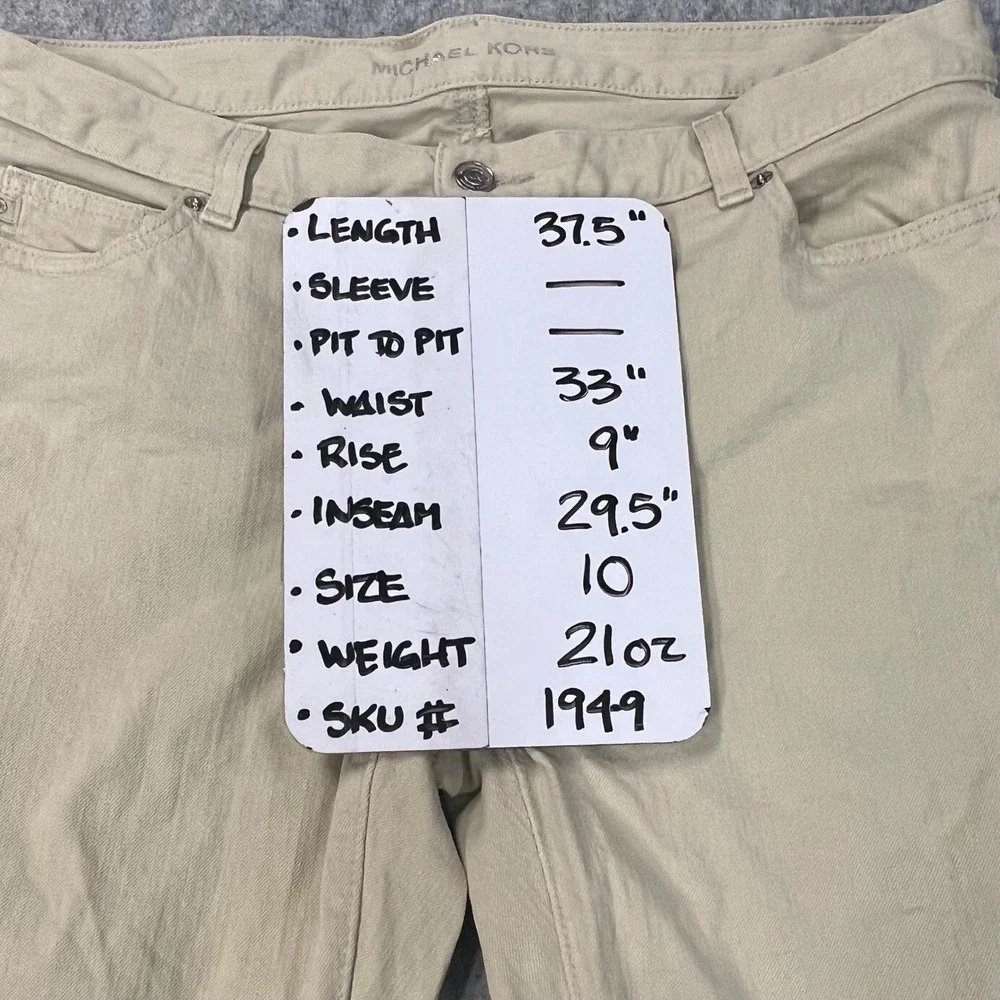 Michael‎ Kors Womens Sand Beige Skinny Stretch Pants Size 10 Mid Rise Chino